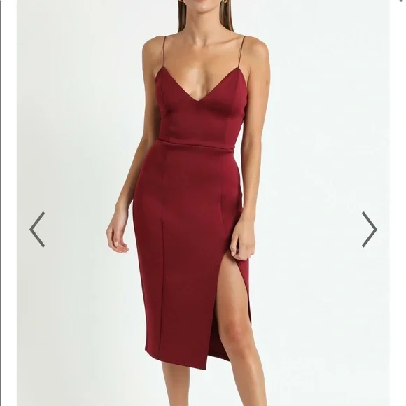 showpo burgundy dress Women's Looking Your Way Burgundy Velvet Bow Detail Mini Dress | Color: Red | Size: M